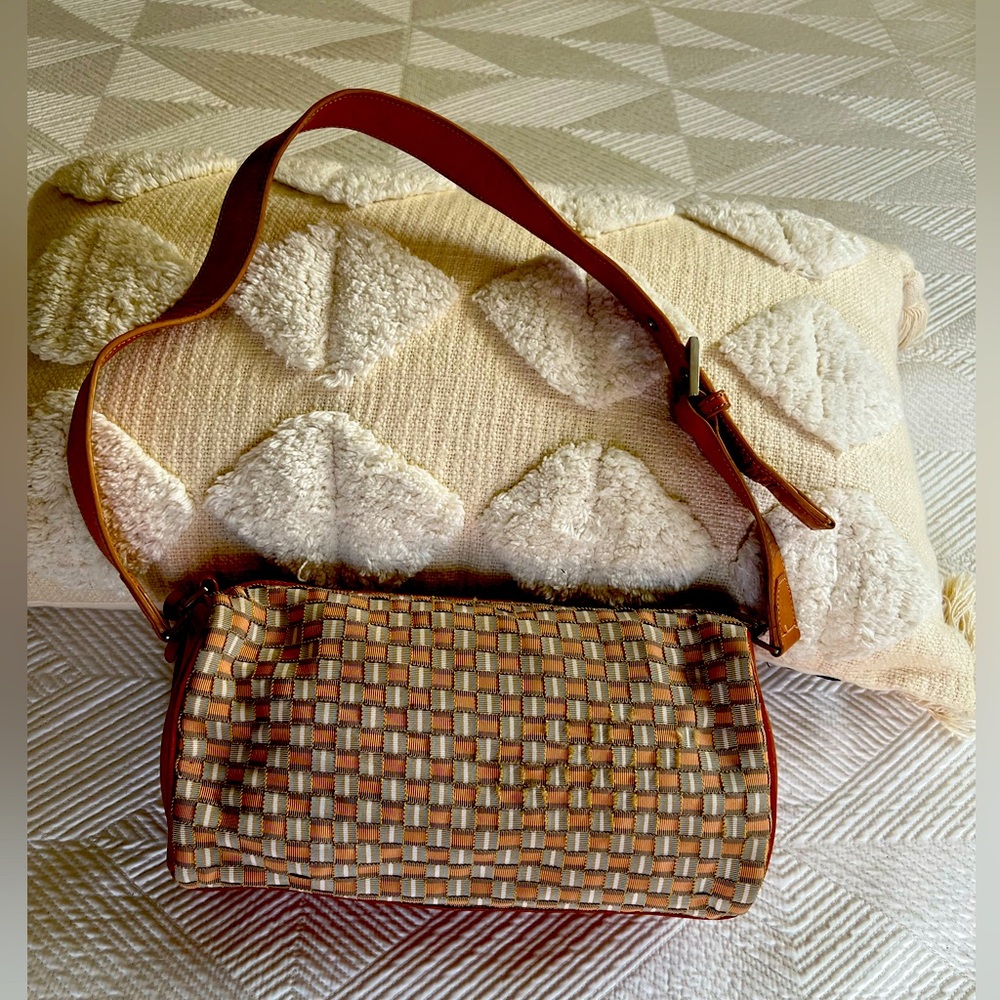 Me Too Woman’s Leather & Woven Ribbon Small Handbag